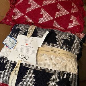 Red and Blue Geometric Accent Pillow Set